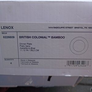 Lenox White Box Label for British Colonial™ Bamboo Dinner Plates